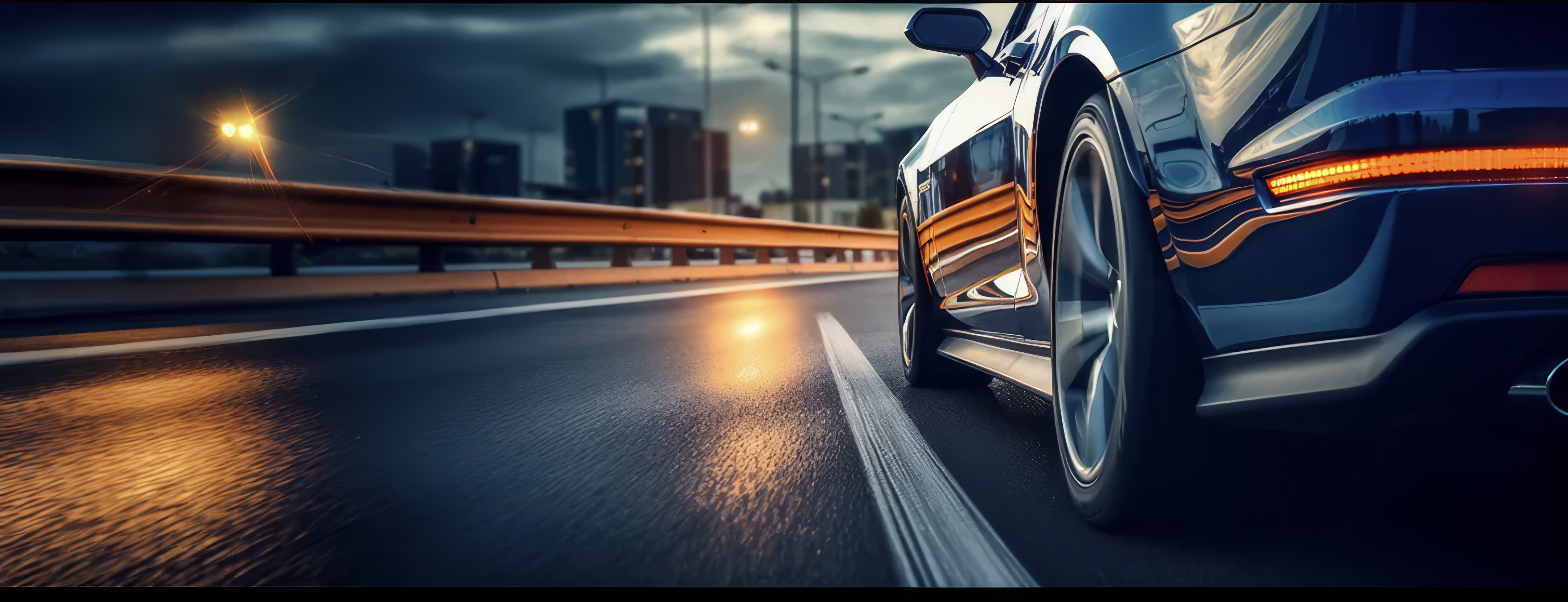 Sport car tire rolling on road — tire installation service